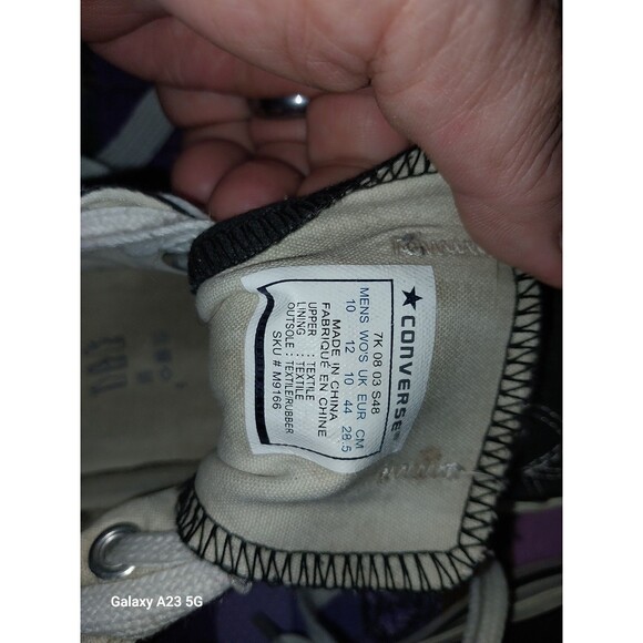 Converse Chuck Taylor All Stars Womens 12 Mens 10 Sneakers Low Shoes Black M9166 - Picture 9 of 9